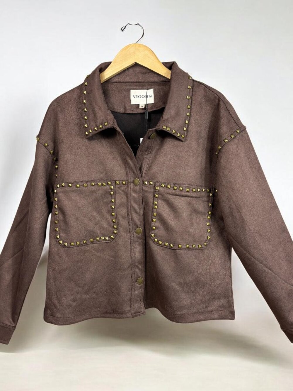 Wild Fable Faux Suede Studded Western Boho Cowgirl Brown Jacket NWT Size M